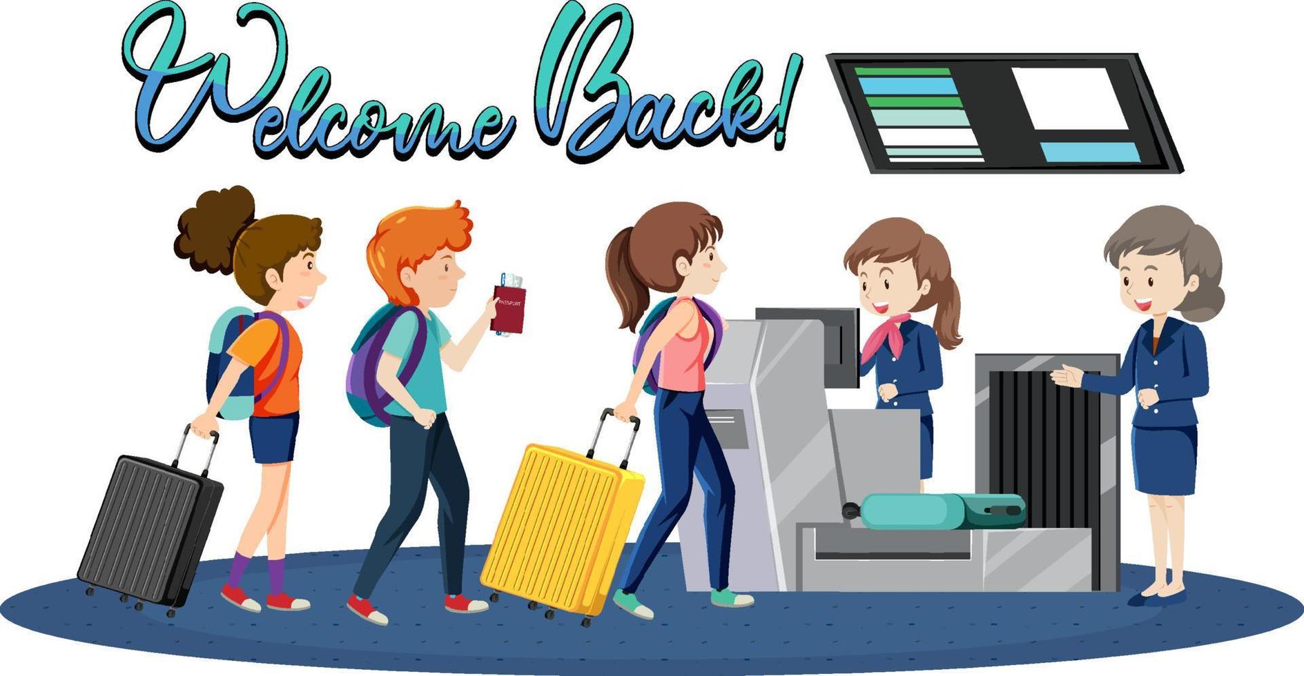 Welcome Back typography design with passengers vector