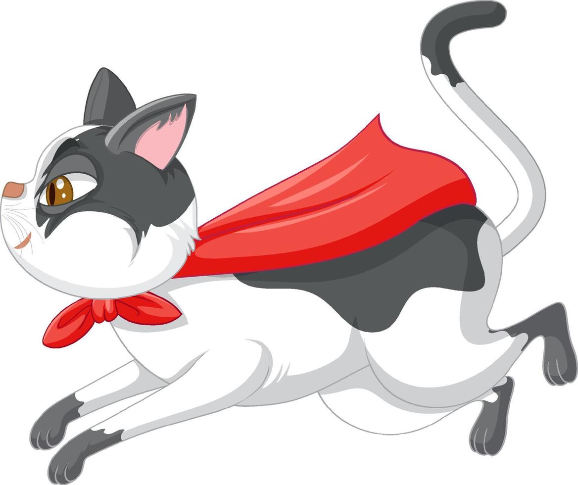 lindo gato con capa roja vector