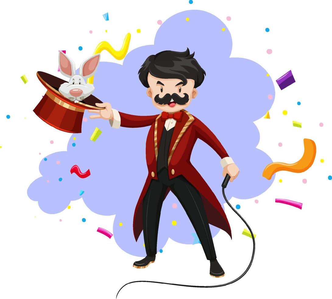 Magician with magic hat and bunny vector