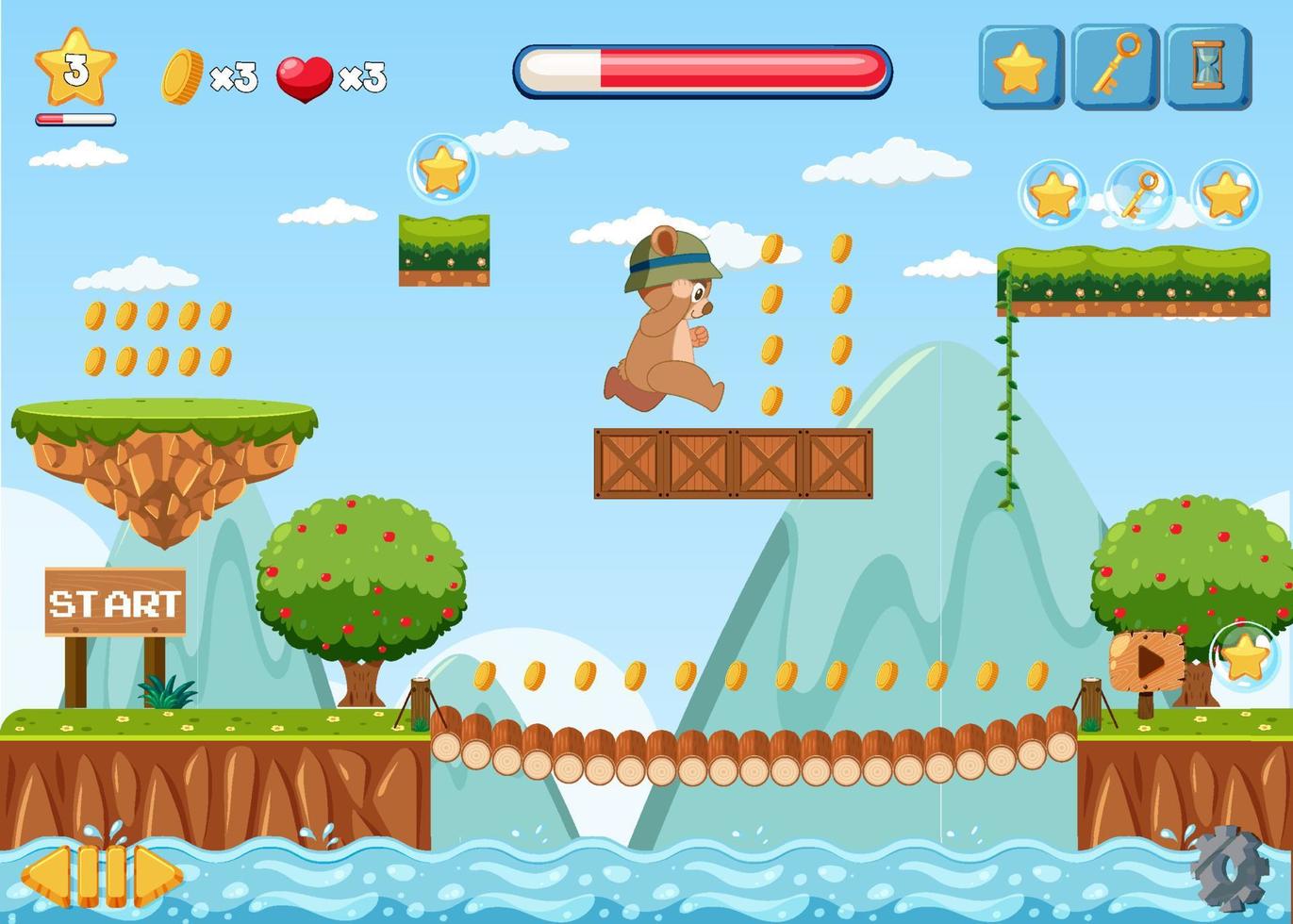 A game template nature scene vector
