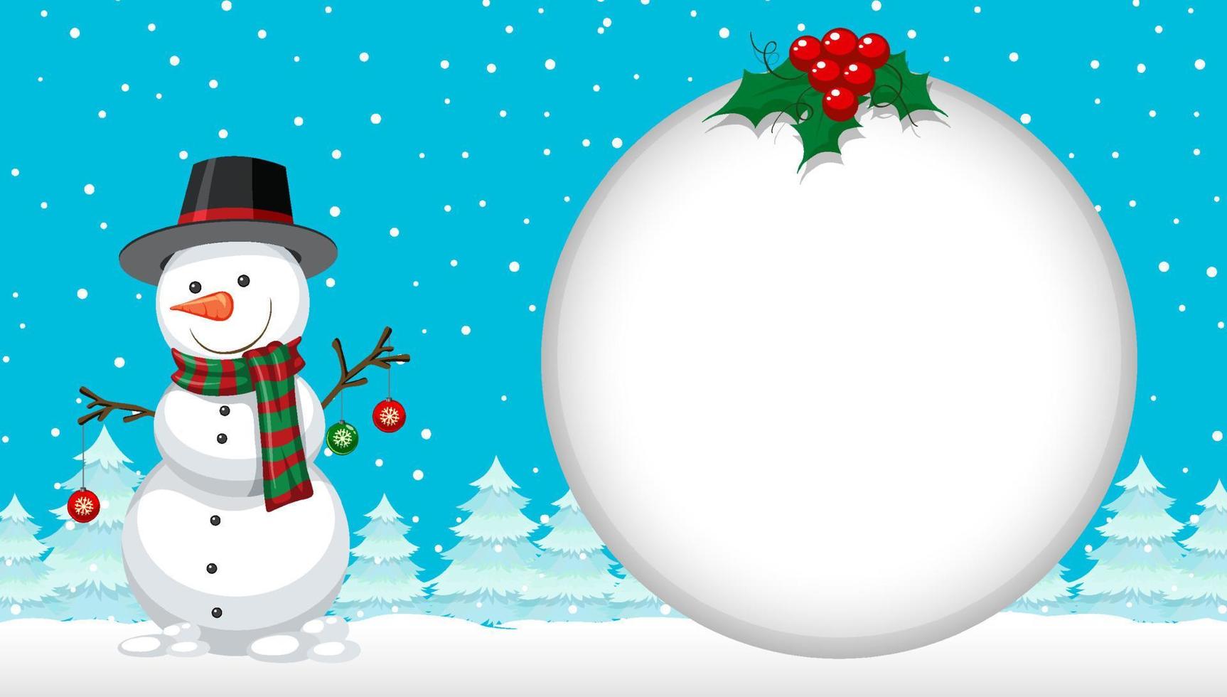 Christmas snowman with empty banner vector