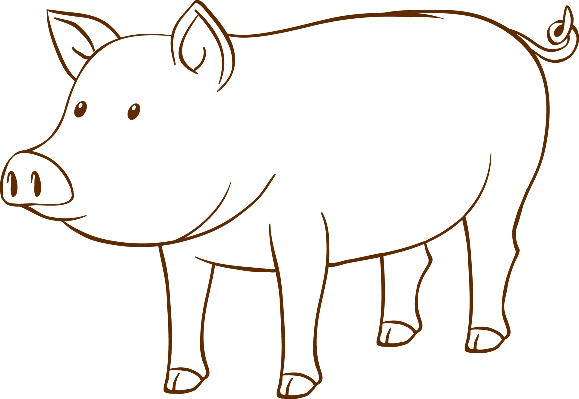 pig-in-doodle-simple-style-on-white-background-6034192-vector-art-at