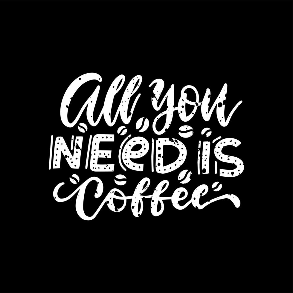 Vector poster, square card, calligraphy design. All you need is coffee lettering . Coffee quotes. Hand written design. Blackboard textured design. Chalkboard poster.