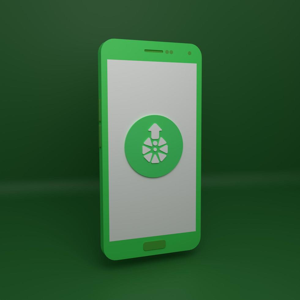 the update process is in progress on the green 3d smartphone. photo