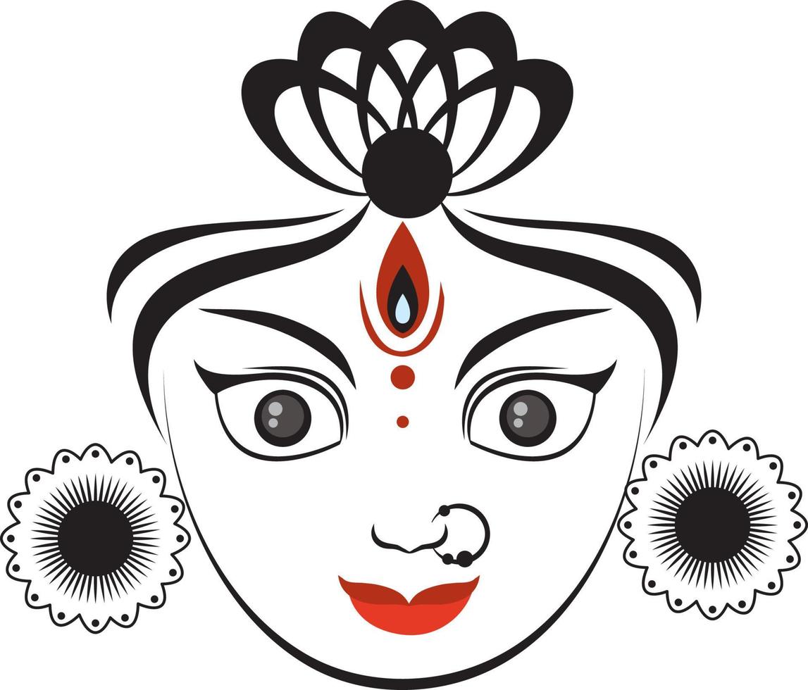 Face of Indian goddess on white background vector