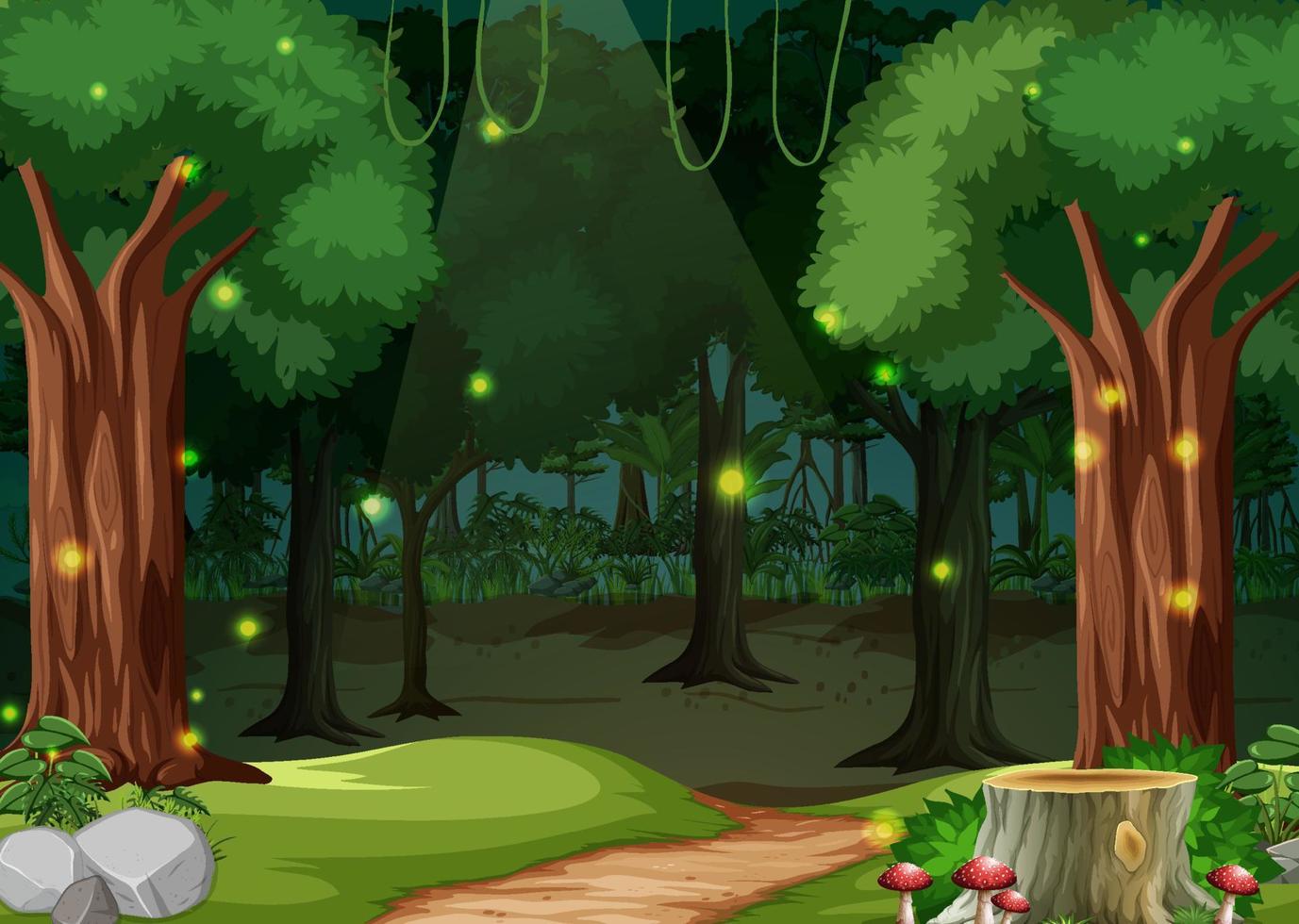 Enchanted forest landscape background vector