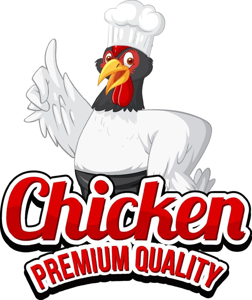 Chicken chef cartoon character with Chicken Premium Quality banner vector