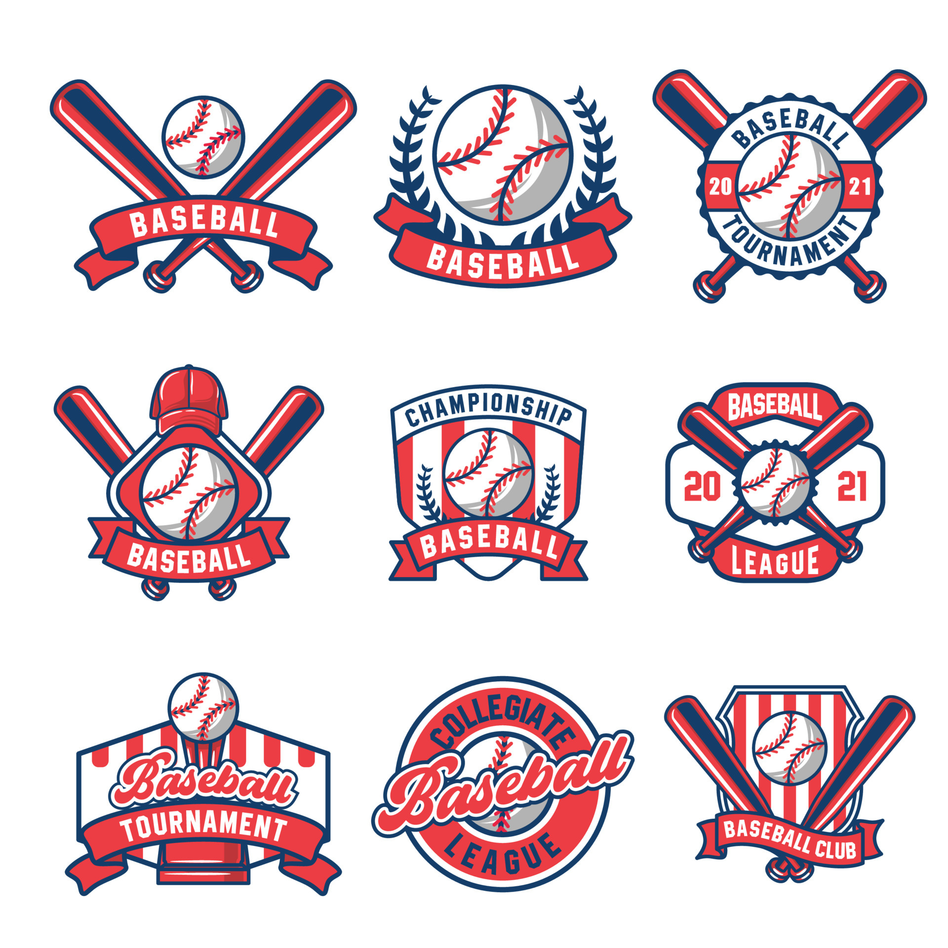 Colorful Baseball logo and insignias collection 6034434 Vector Art at