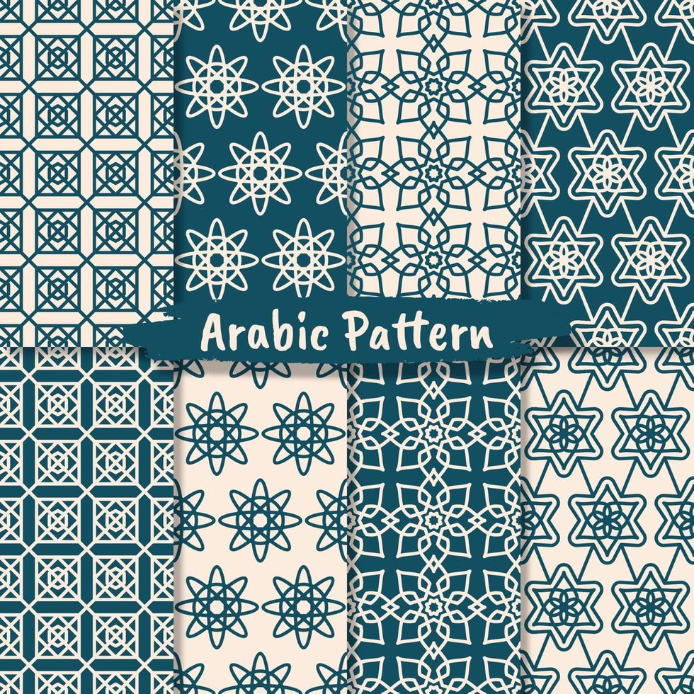 Set of Islamic abstract ornament pattern design vector