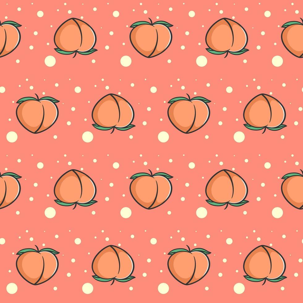 Peaches fruit vector seamless pattern