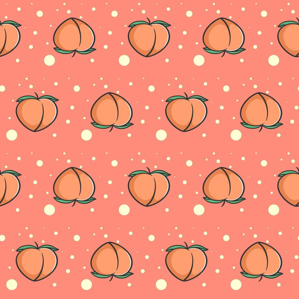Peaches fruit vector seamless pattern
