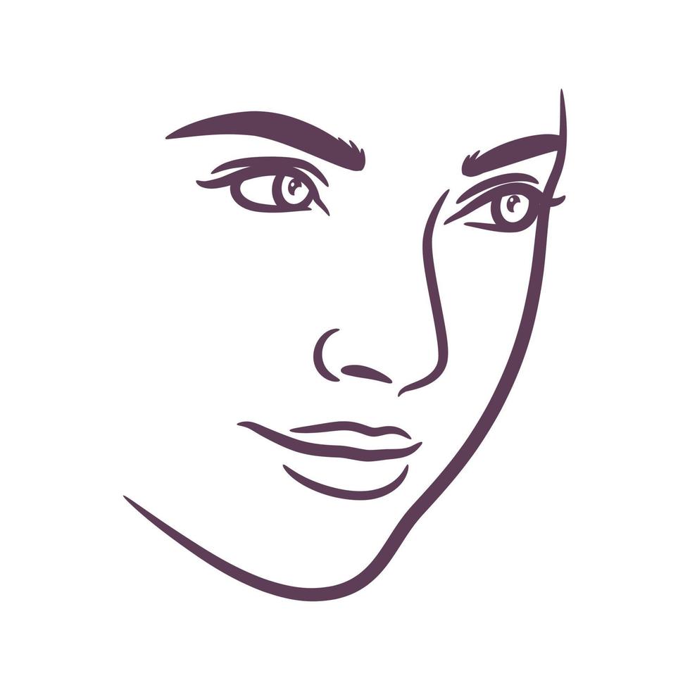 Woman face logo design template vector