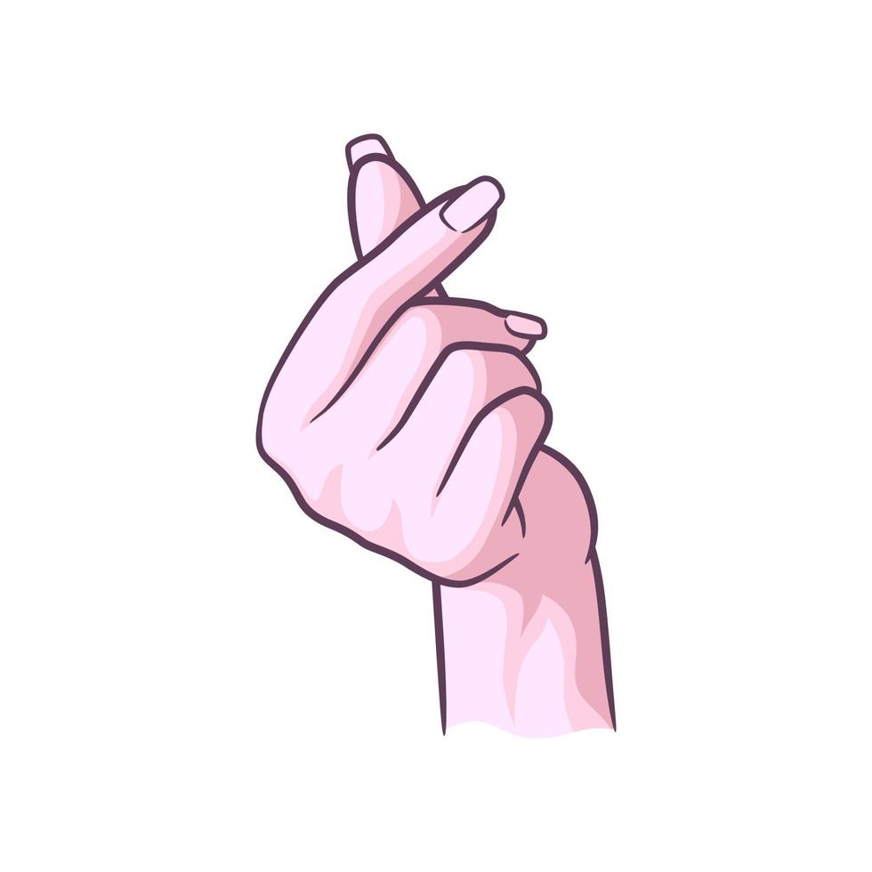 mano con los dedos en forma de corazón. signo de amor coreano vector