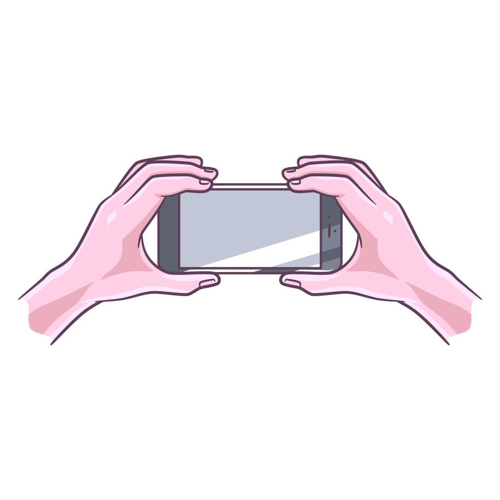mano que sostiene la ilustración de vector de teléfono inteligente
