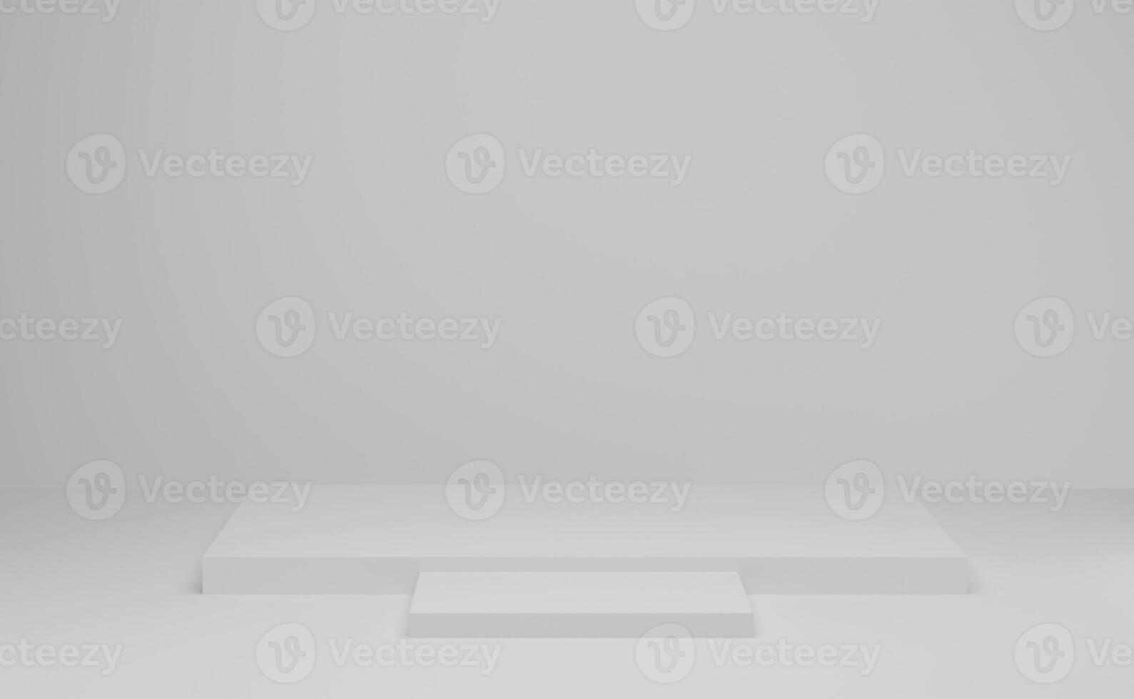 3D rendering. Empty podium or pedestal display on white background. Blank product shelf standing backdrop. Abstract minimal scene with geometric. photo