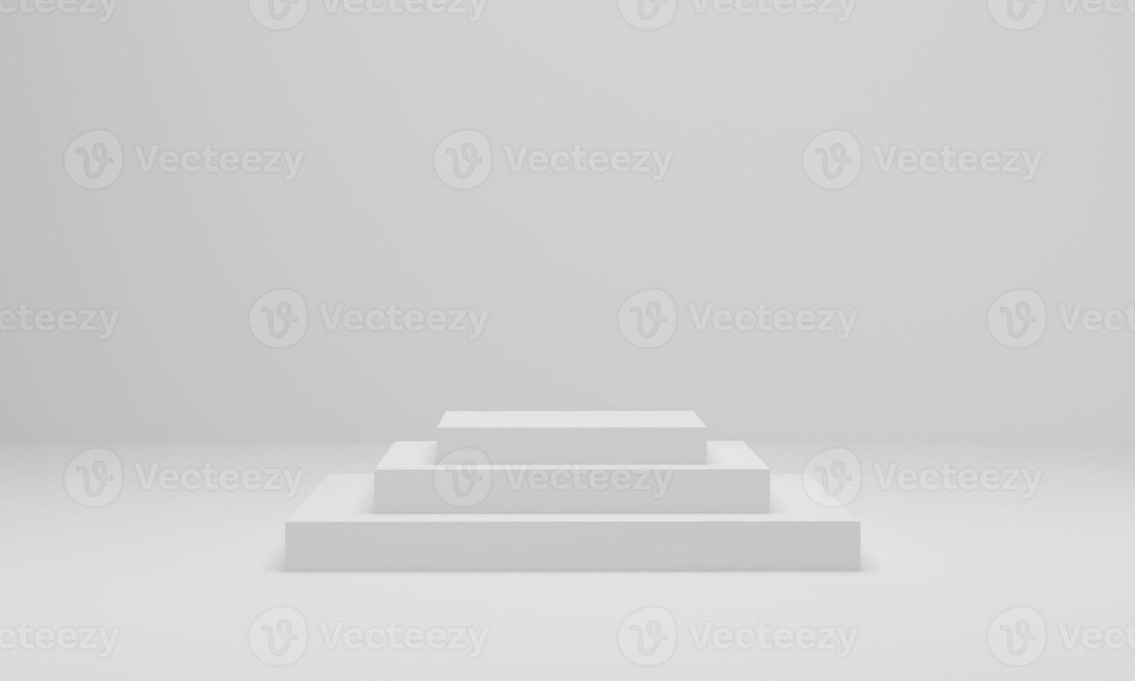 3D rendering. Empty podium or pedestal display on white background. Blank product shelf standing backdrop. Abstract minimal scene with geometric. photo