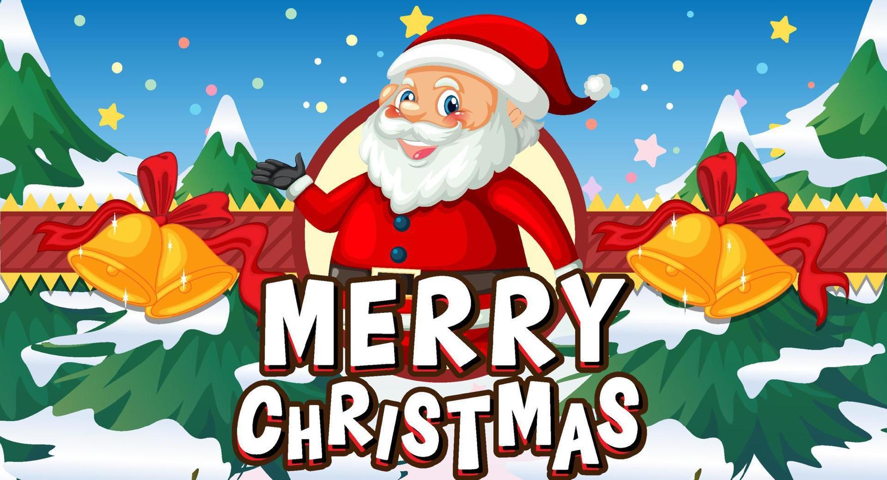 Merry Christmas banner design with Santa Claus cartoon character vector