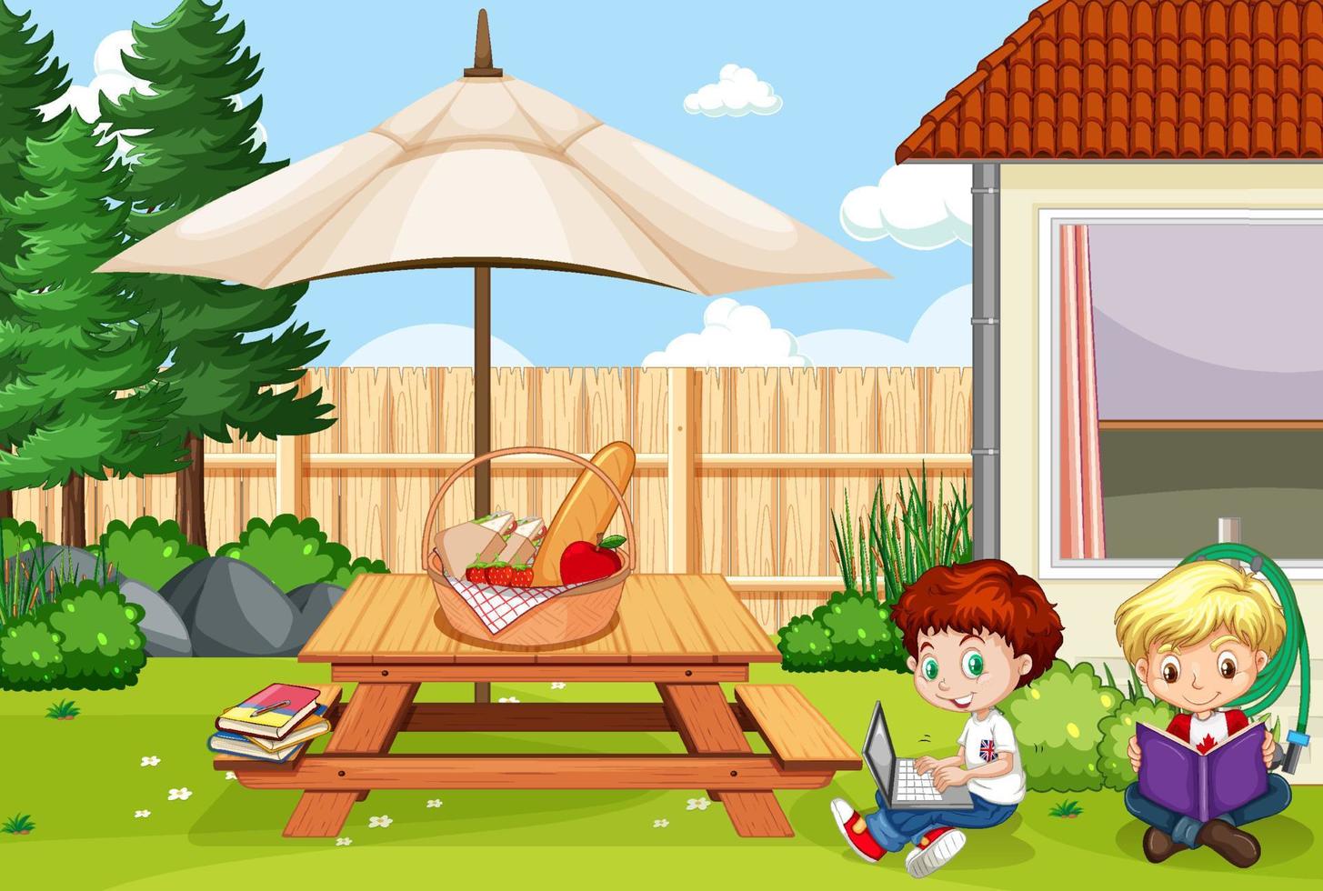 Scene with children in the park vector