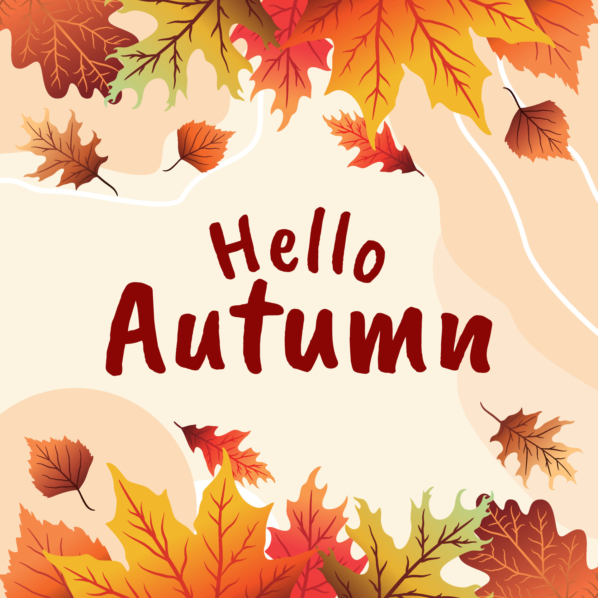 Vector background with hand lettering Hello autumn and leaves 6034888 ...