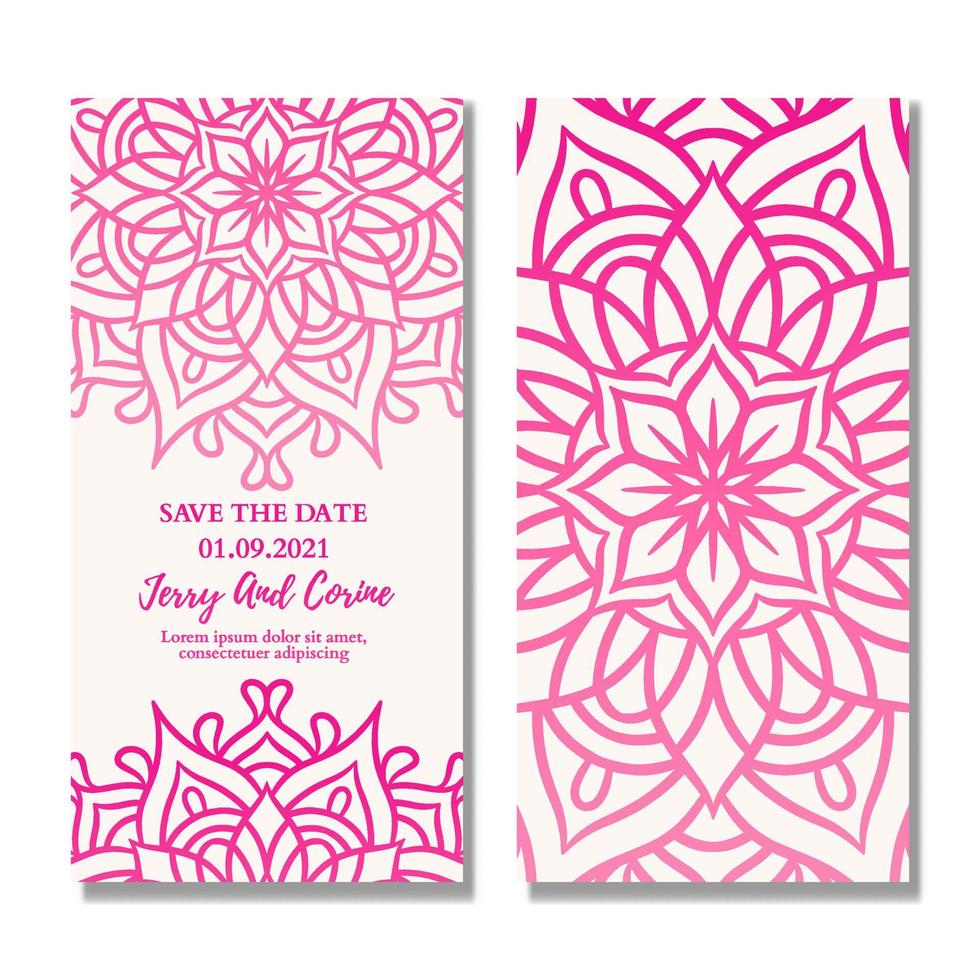 Vintage wedding invitation card with mandala gradient design vector