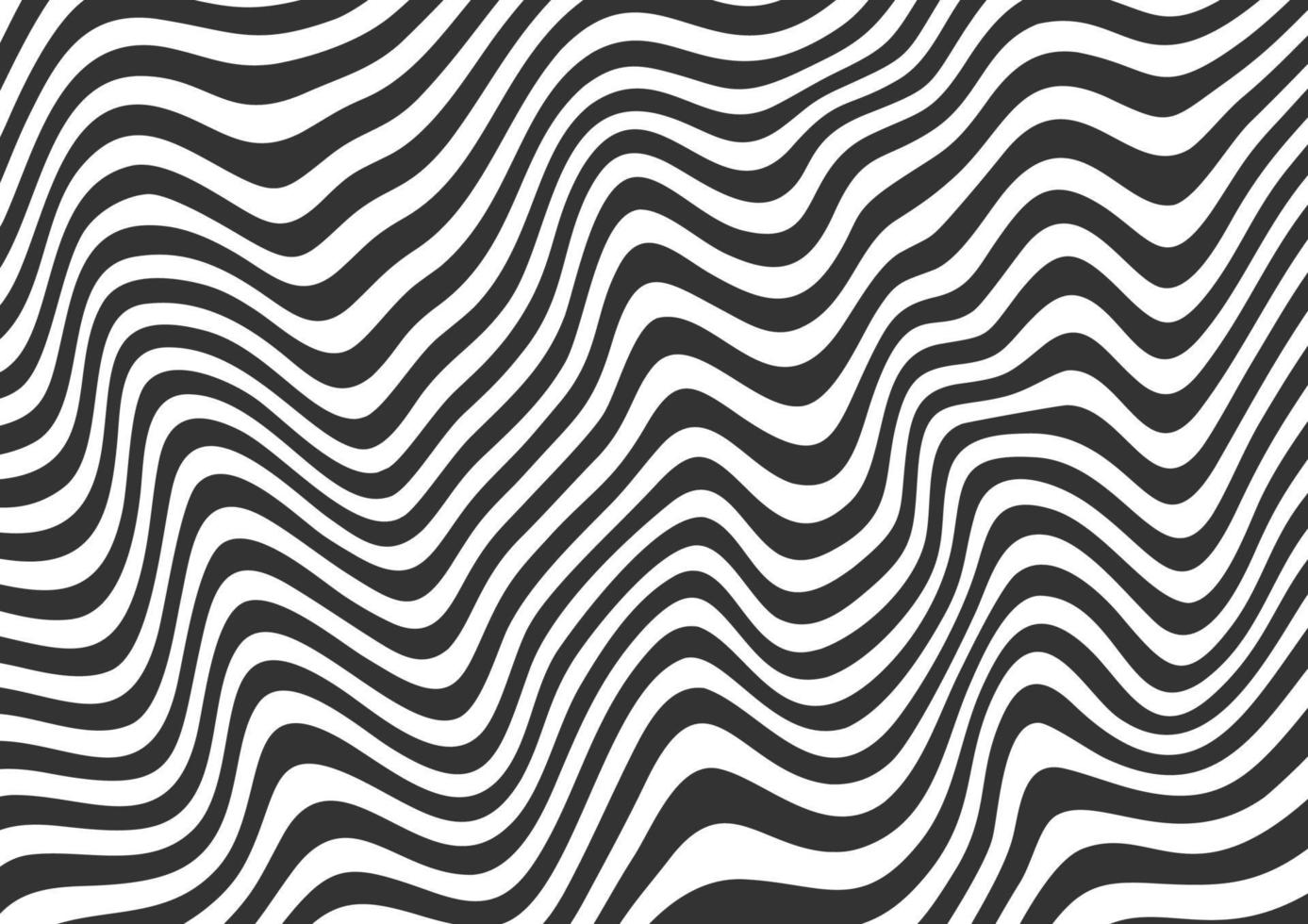 Abstract black and white wavy lines striped background vector