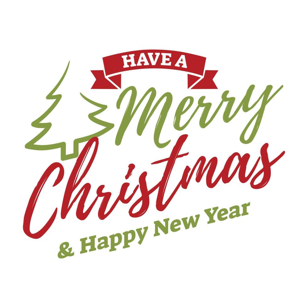 Merry christmas and happy new year lettering background vector