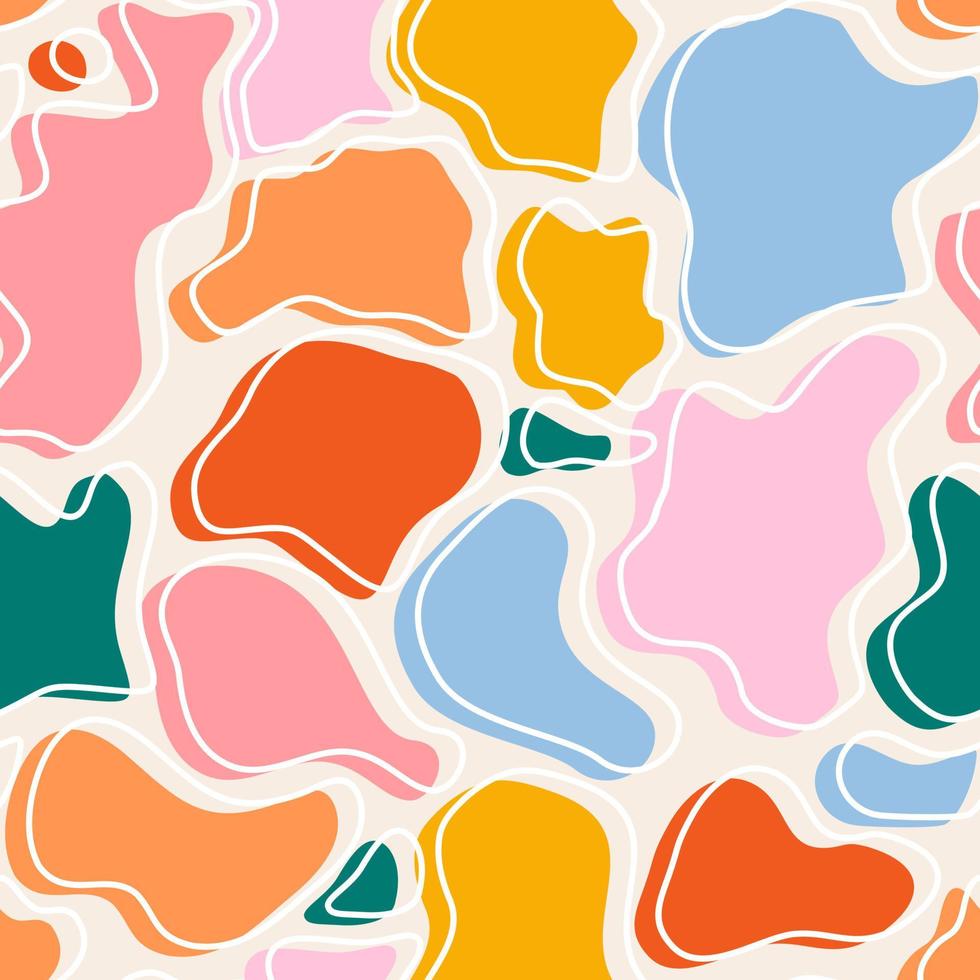 Trendy seamless pattern with abstract shapes, abstract organic shapes vector