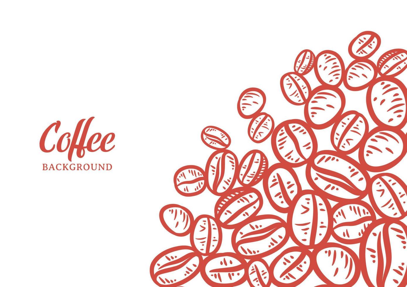 Hand drawn background with coffee beans vector