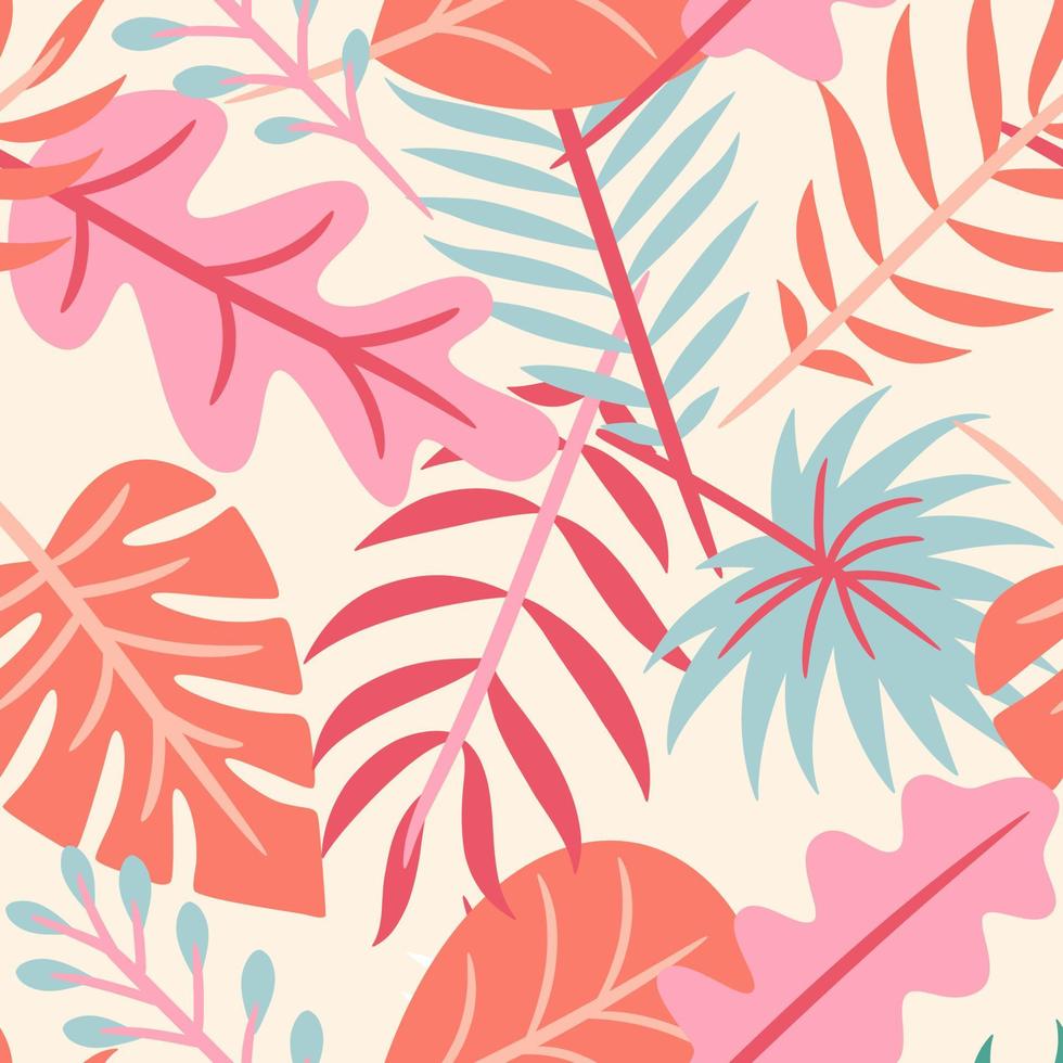 Tropical leaves botanical seamless pattern vector