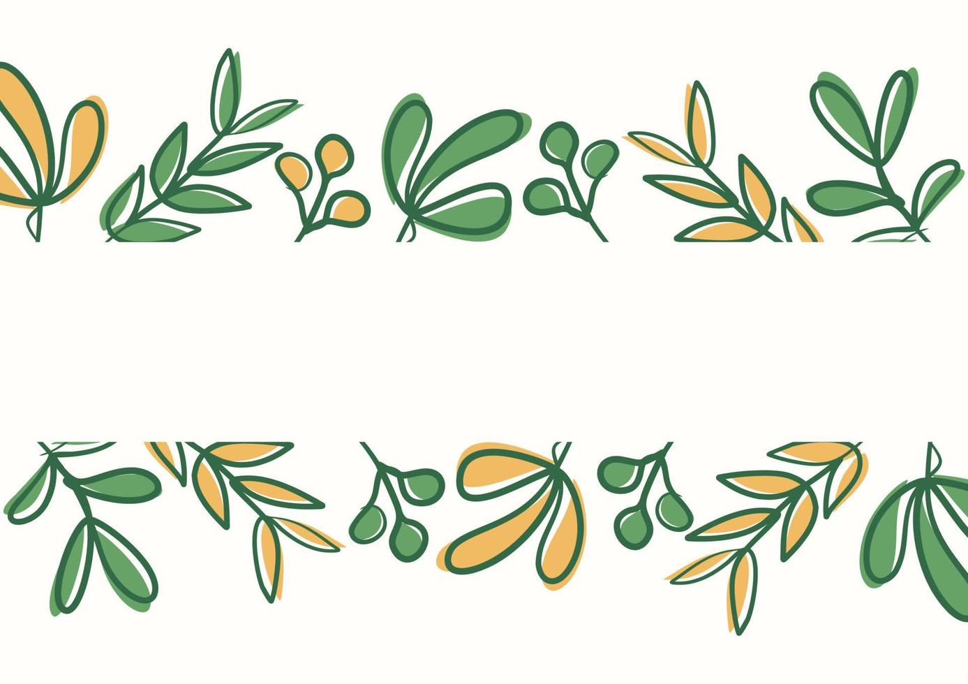 Botanical green floral leaves background with copy space for text vector