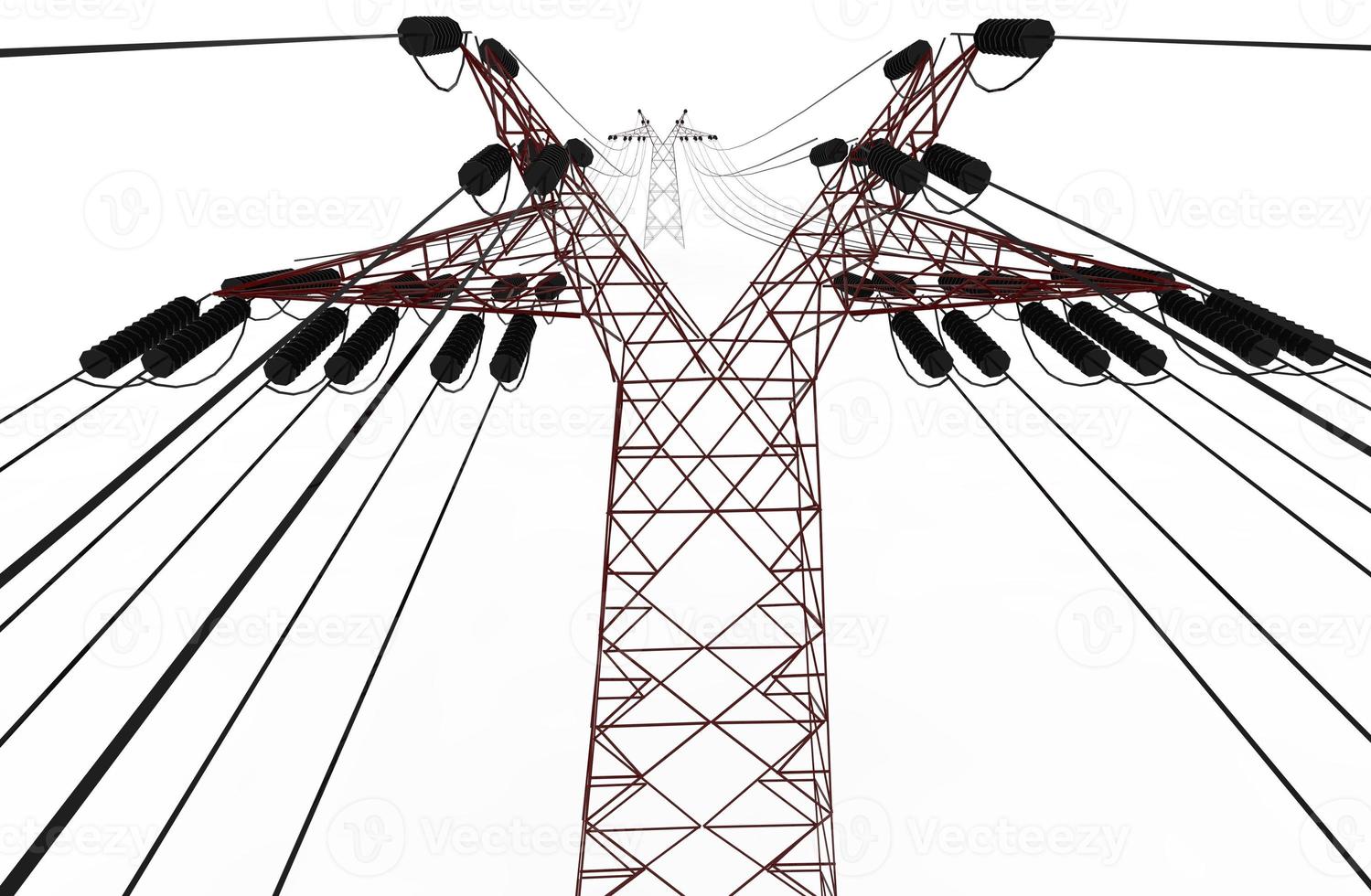 High voltage power line 3d illustration rendering photo