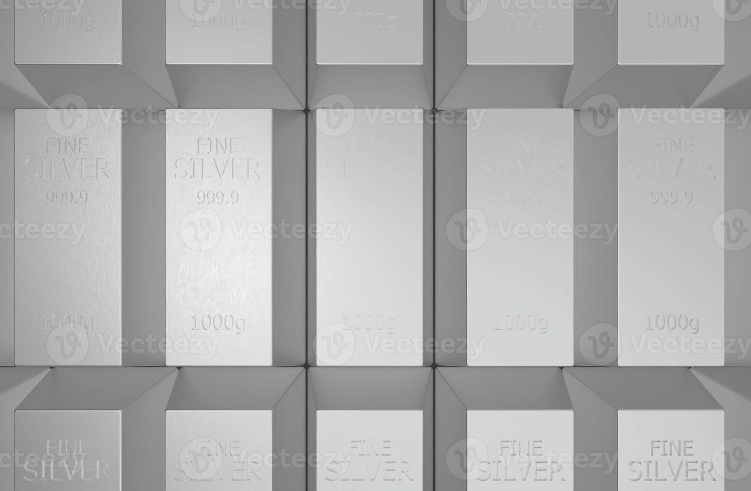 silver bar ingot isolated white background texture 3d illustration rendering photo