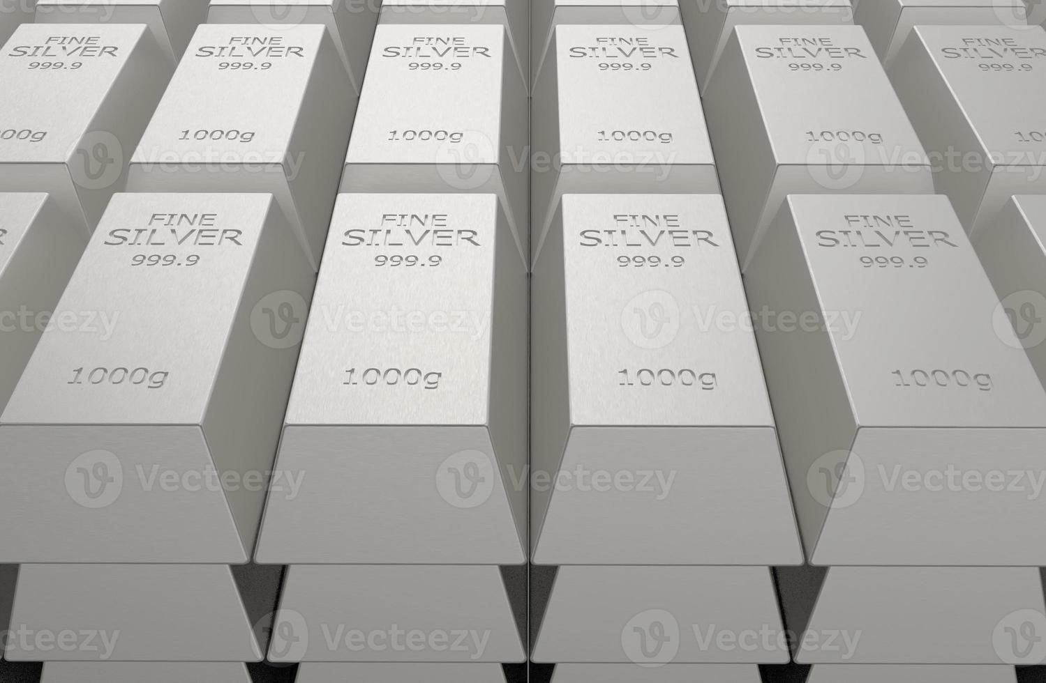 silver bar ingot isolated white background texture 3d illustration rendering photo