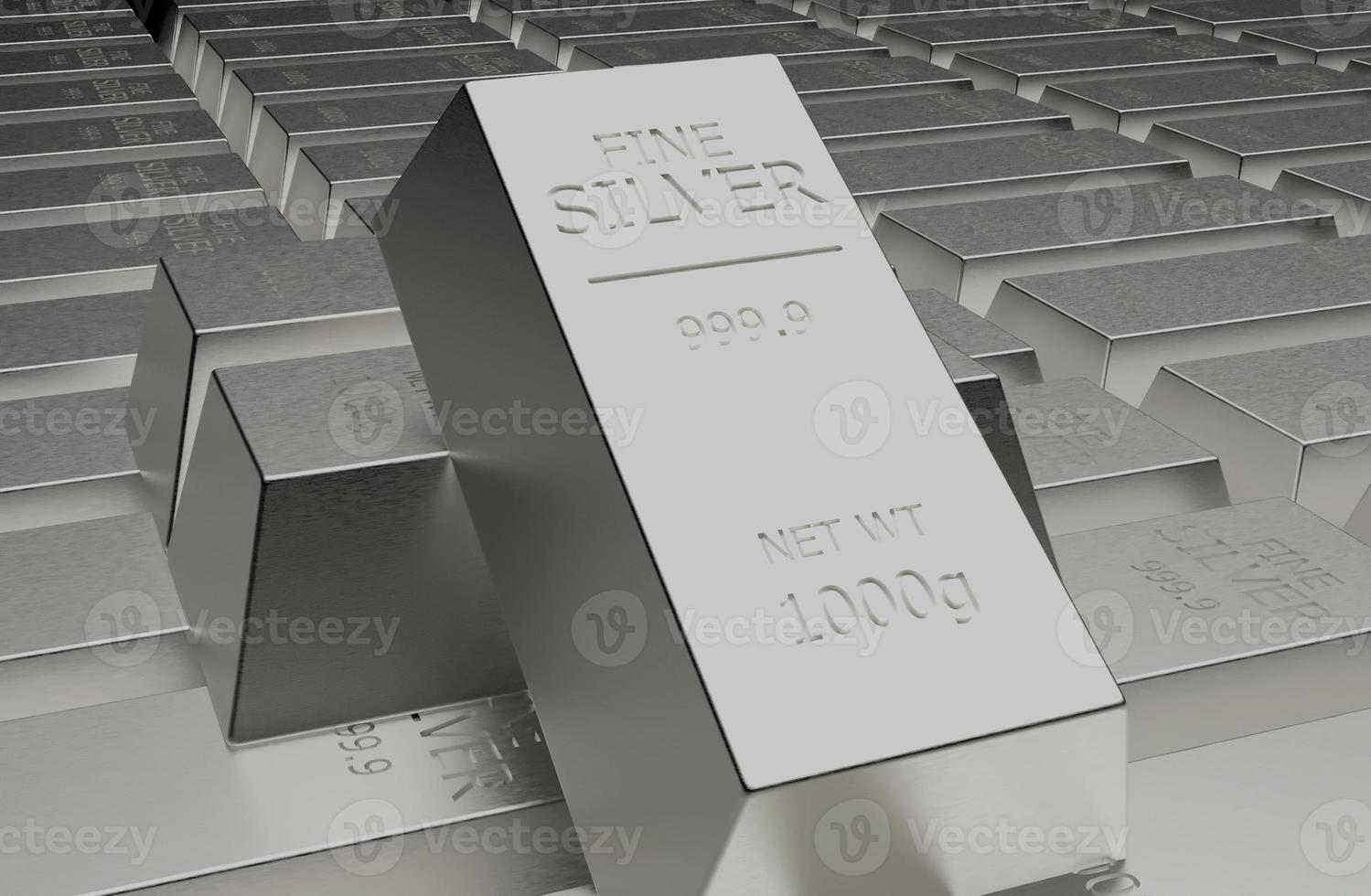 silver bar ingot 3d rendering illustration photo