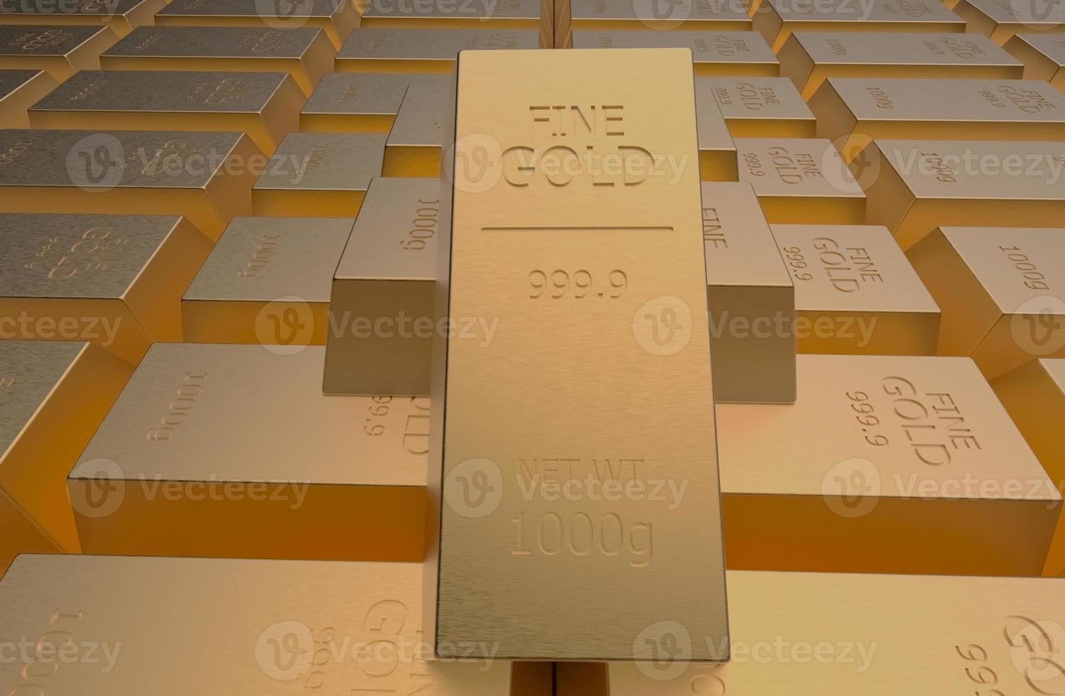 bar gold ingot 3d illustration rendering photo