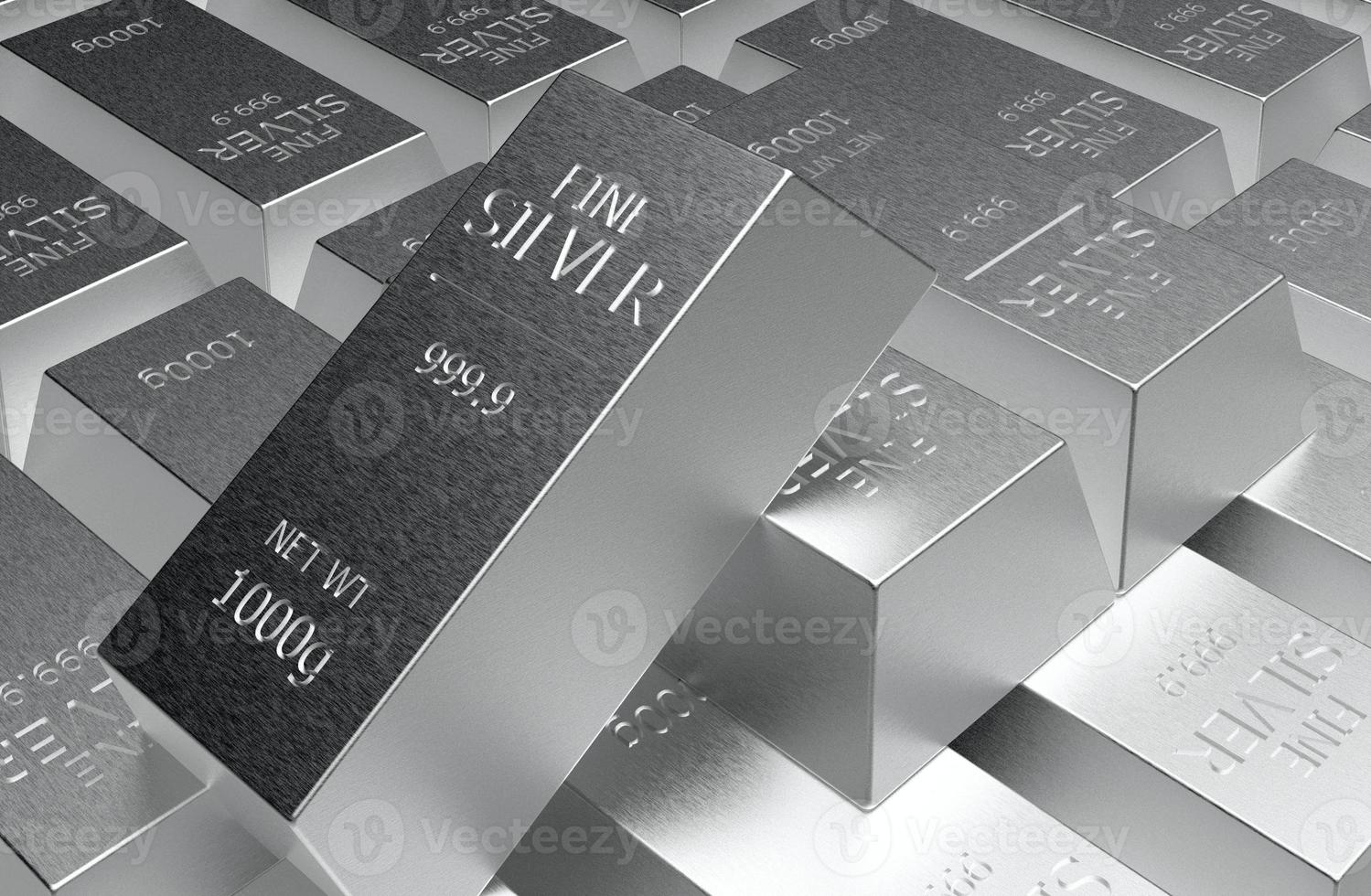 silver bar ingot 3d rendering illustration photo