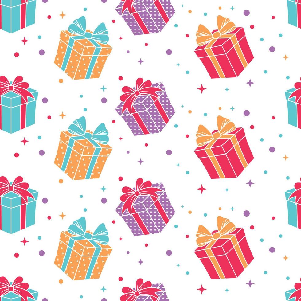 Seamless pattern of gift boxes vector