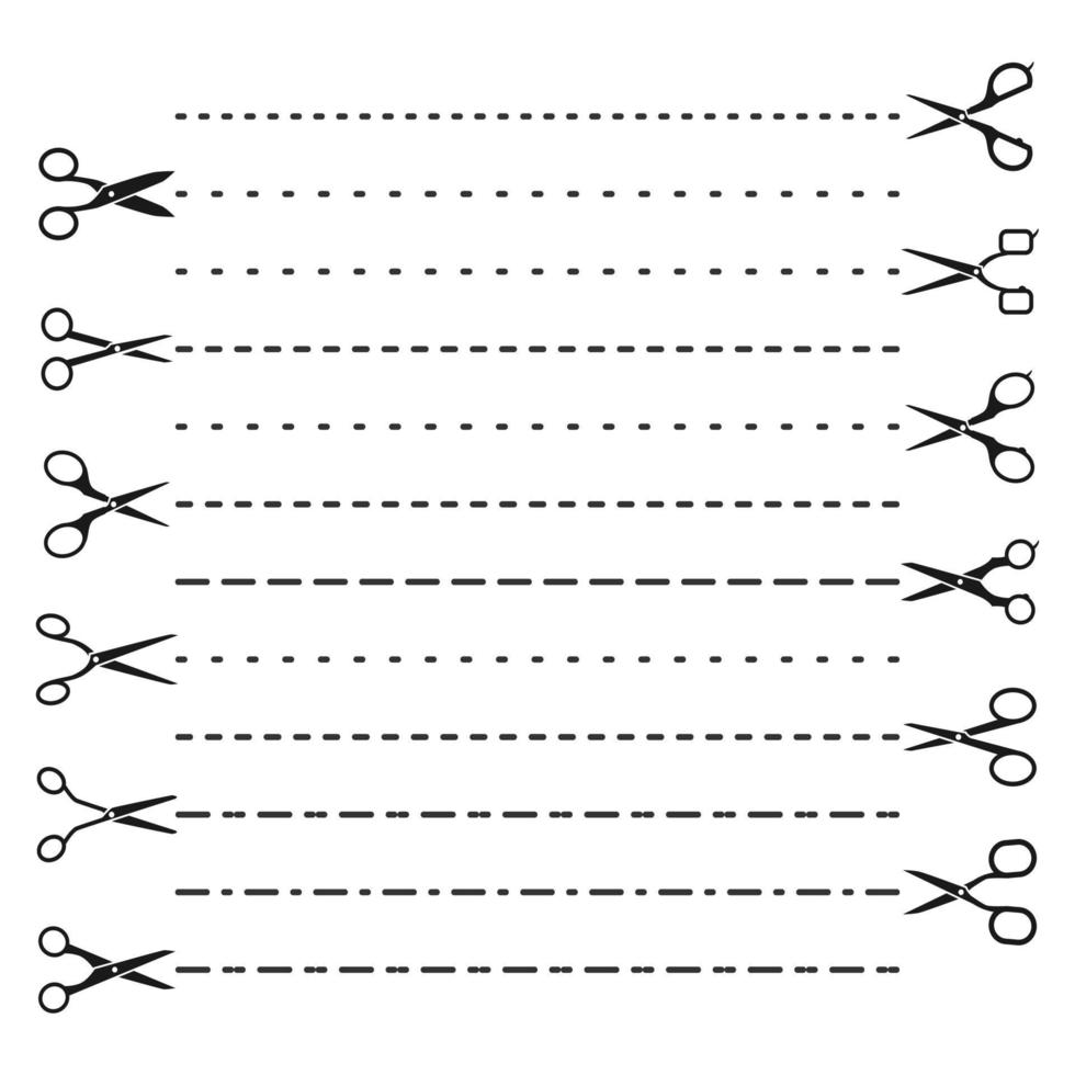 Vector Set Of Cutting Scissors