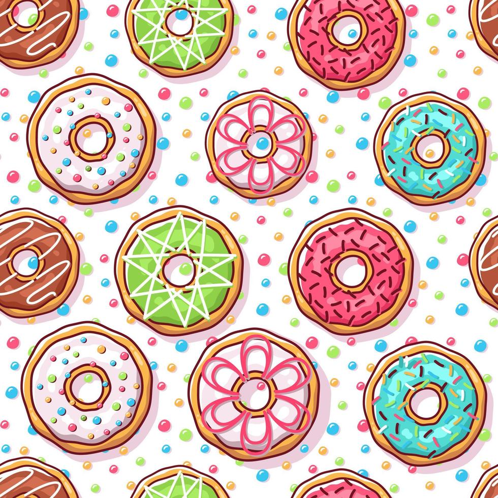 Colorful donuts illustration seamless pattern vector