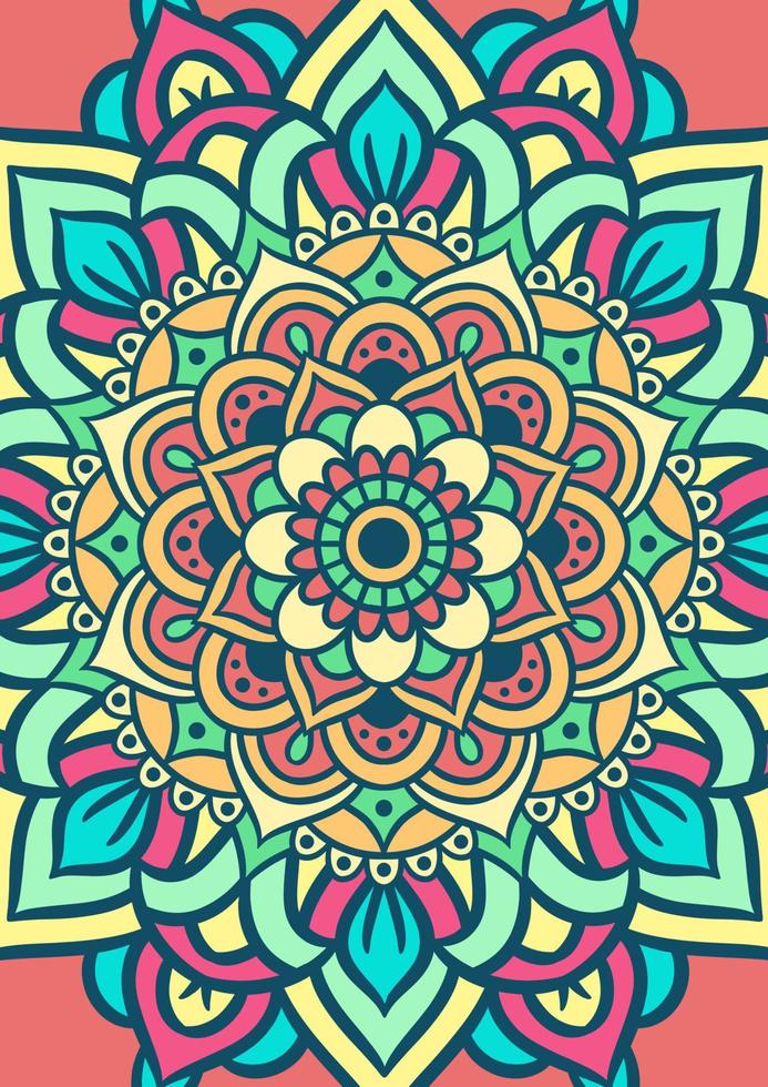 Ethnic Mandala Round Ornament Pattern With Colorful vector