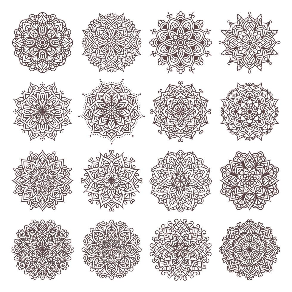 Set of Mandala Round Ornament Pattern vector