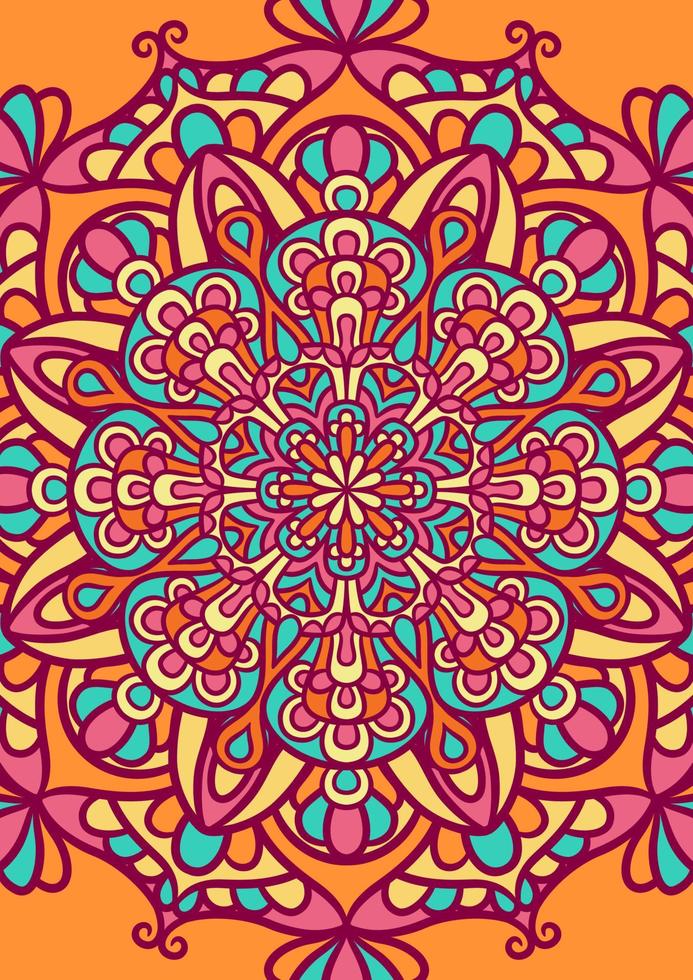 Ethnic Mandala Round Ornament Pattern With Colorful vector