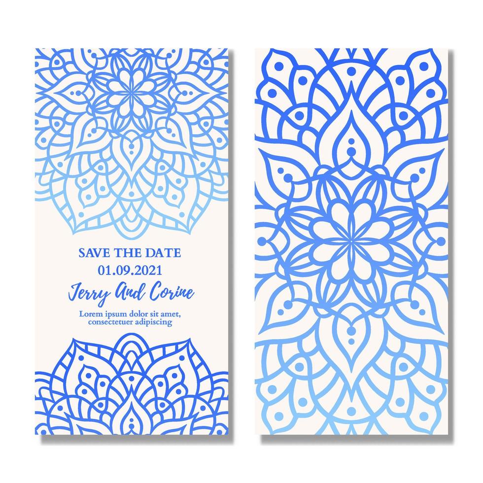 Vintage wedding invitation card with mandala gradient design vector