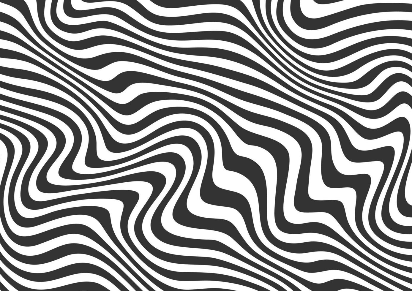 Abstract black and white wavy lines striped background vector