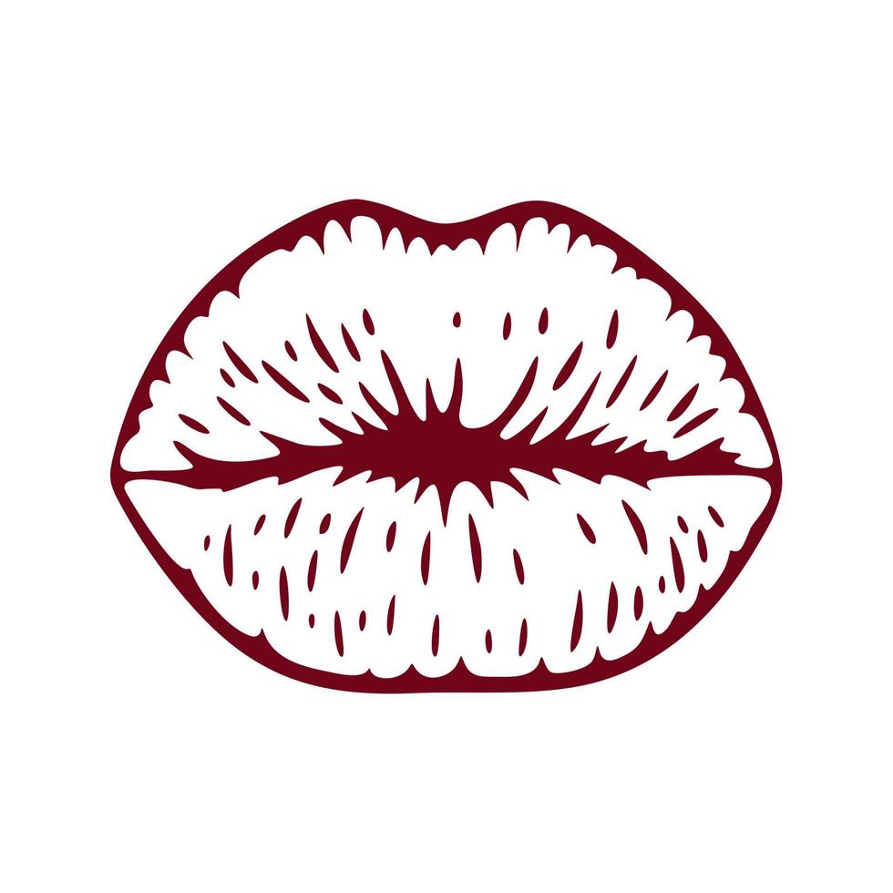 Beauty female lips vector illustration, female lips line art