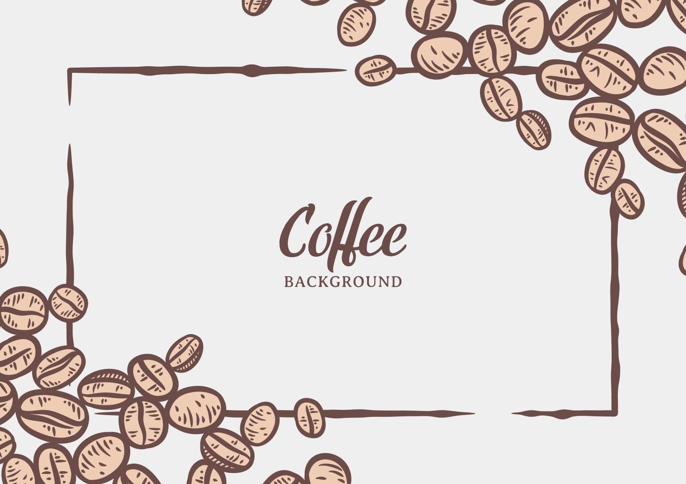 Hand drawn background with coffee beans vector