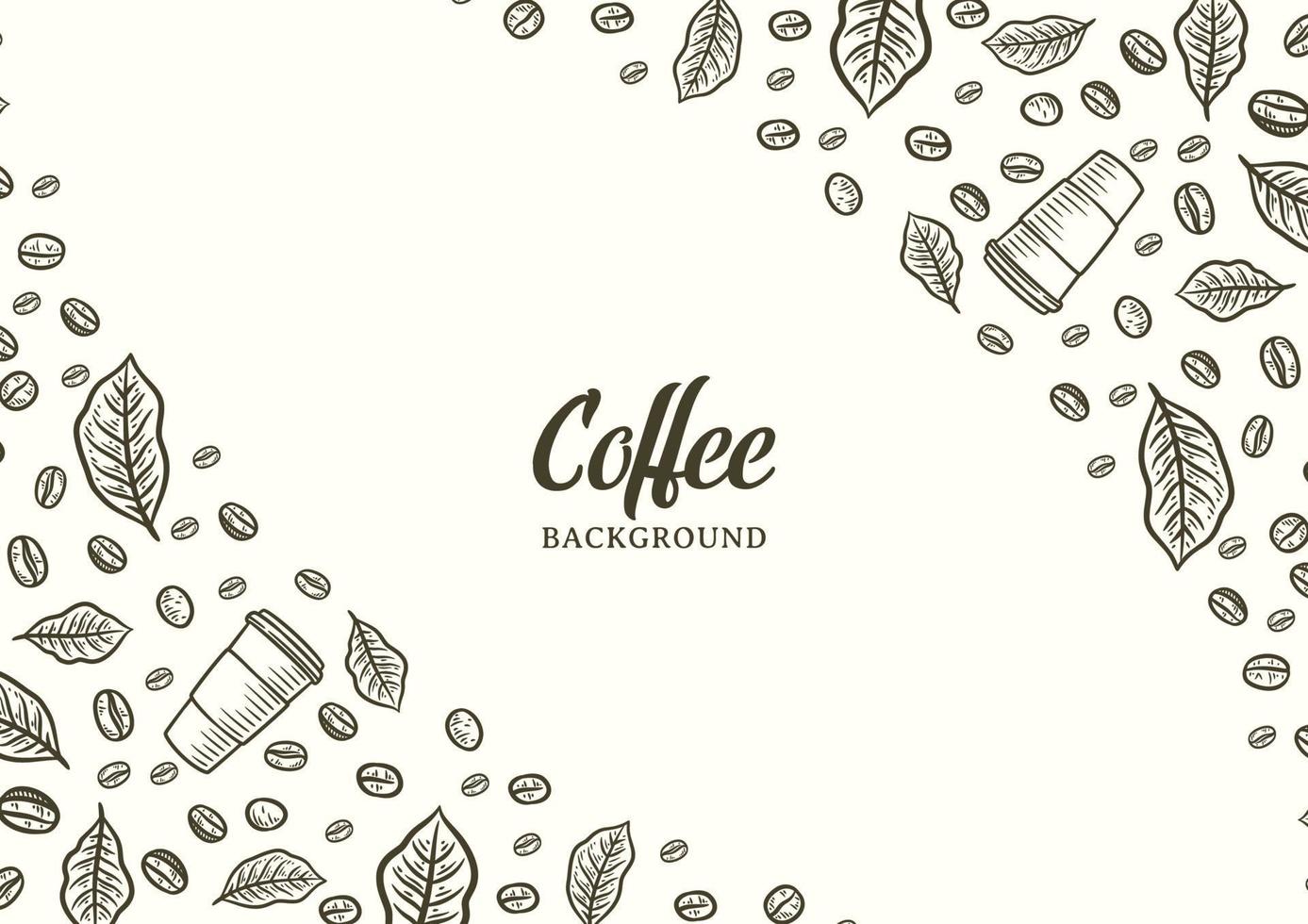 Hand drawn background with coffee beans vector