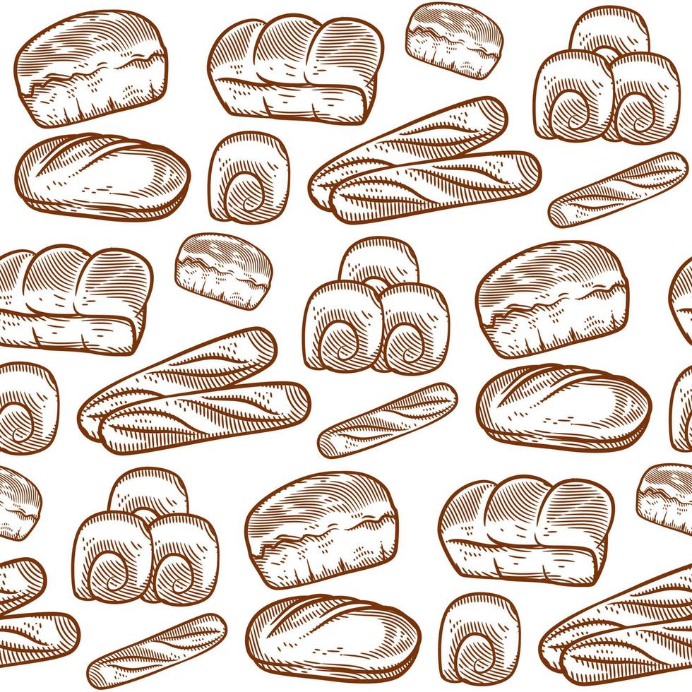 Bread and bakery seamless pattern vector