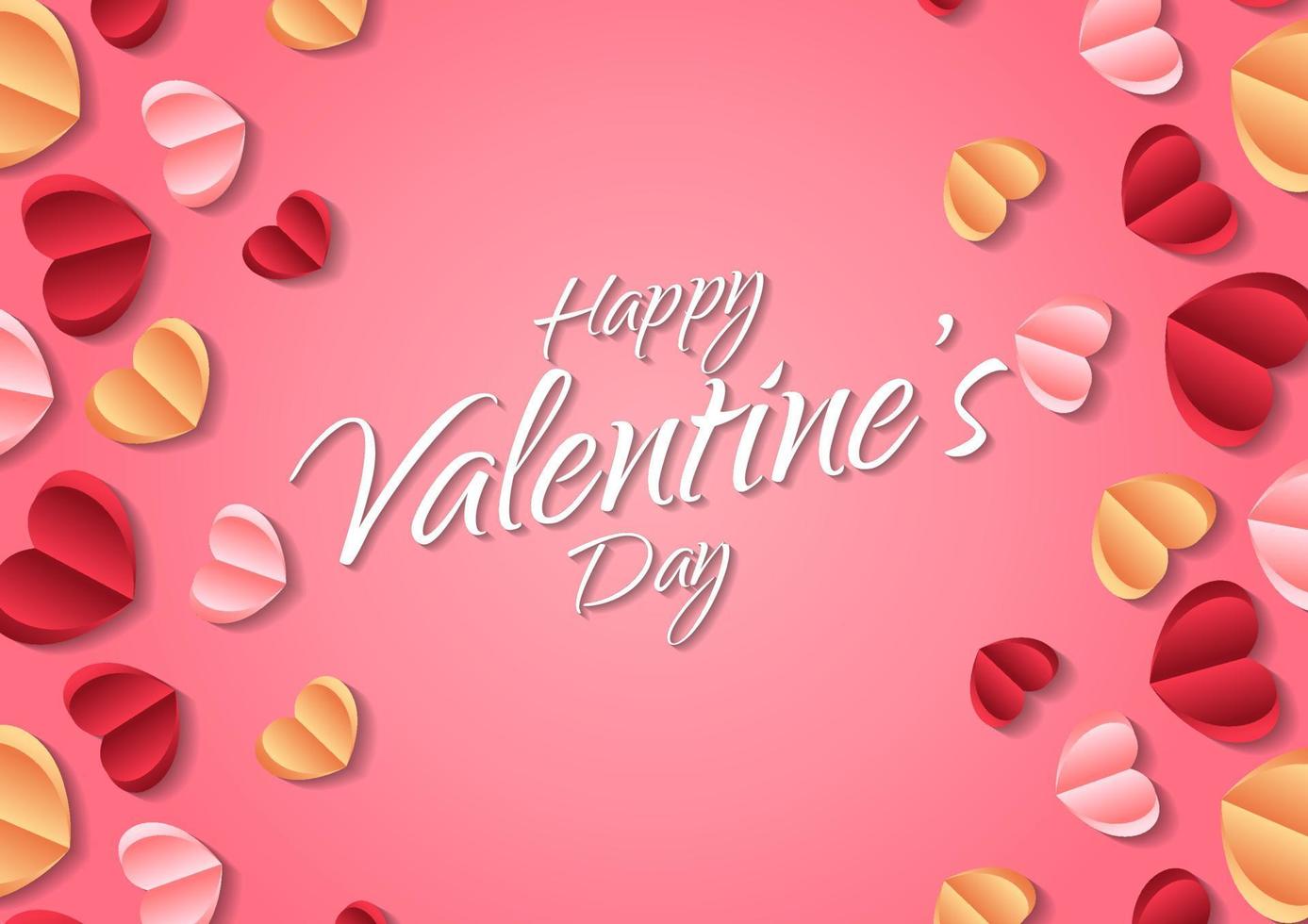 Happy valentine's day heart frame background vector