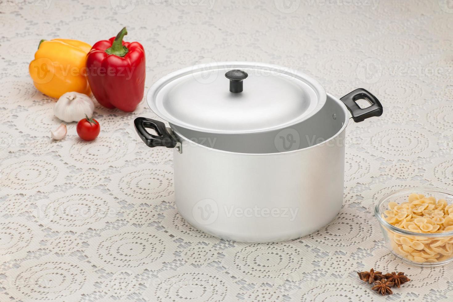 an empty pan with vegetables photo